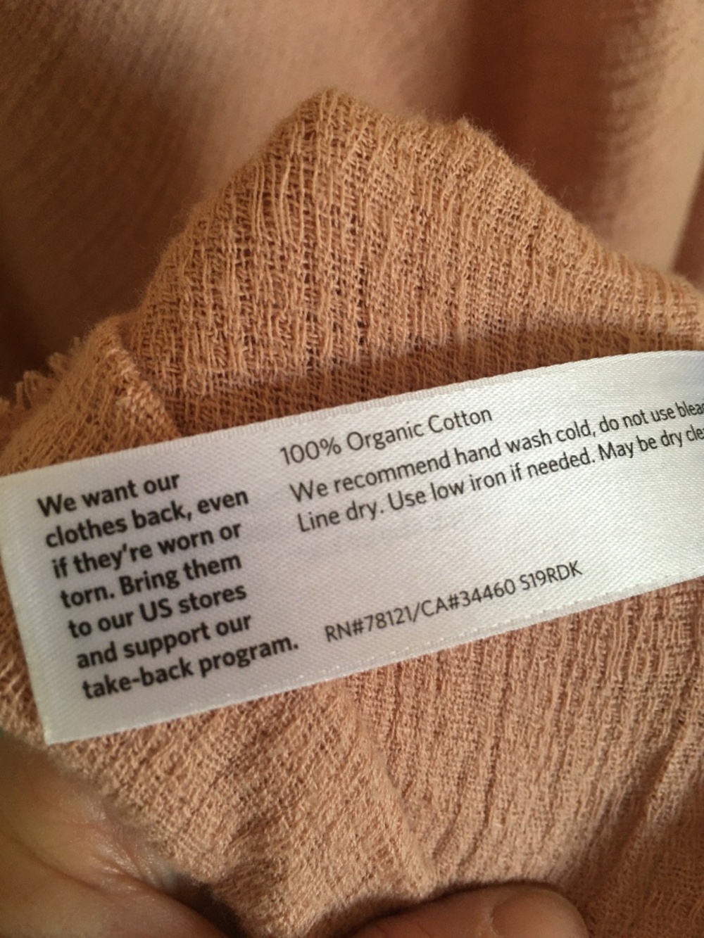 $178 Eileen Fisher Organic Cotton Salmon Pink Plunging Neckline Caftan Dress - Picture 9 of 10